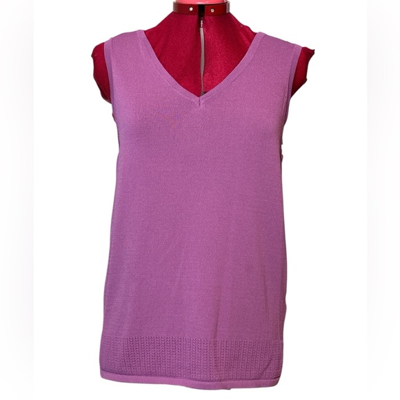 cleo Sweaters - Cleo pink/lavendar sleeveless knit v-neck layering sweater